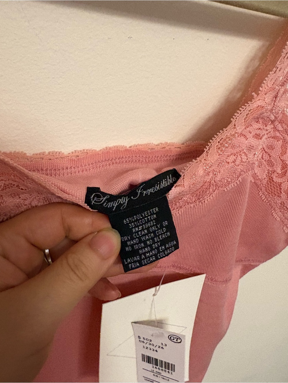 NWT Simply irresistible Dusty Pink Lace-Trim Cami coquette layering Y2K lined - Picture 3 of 4